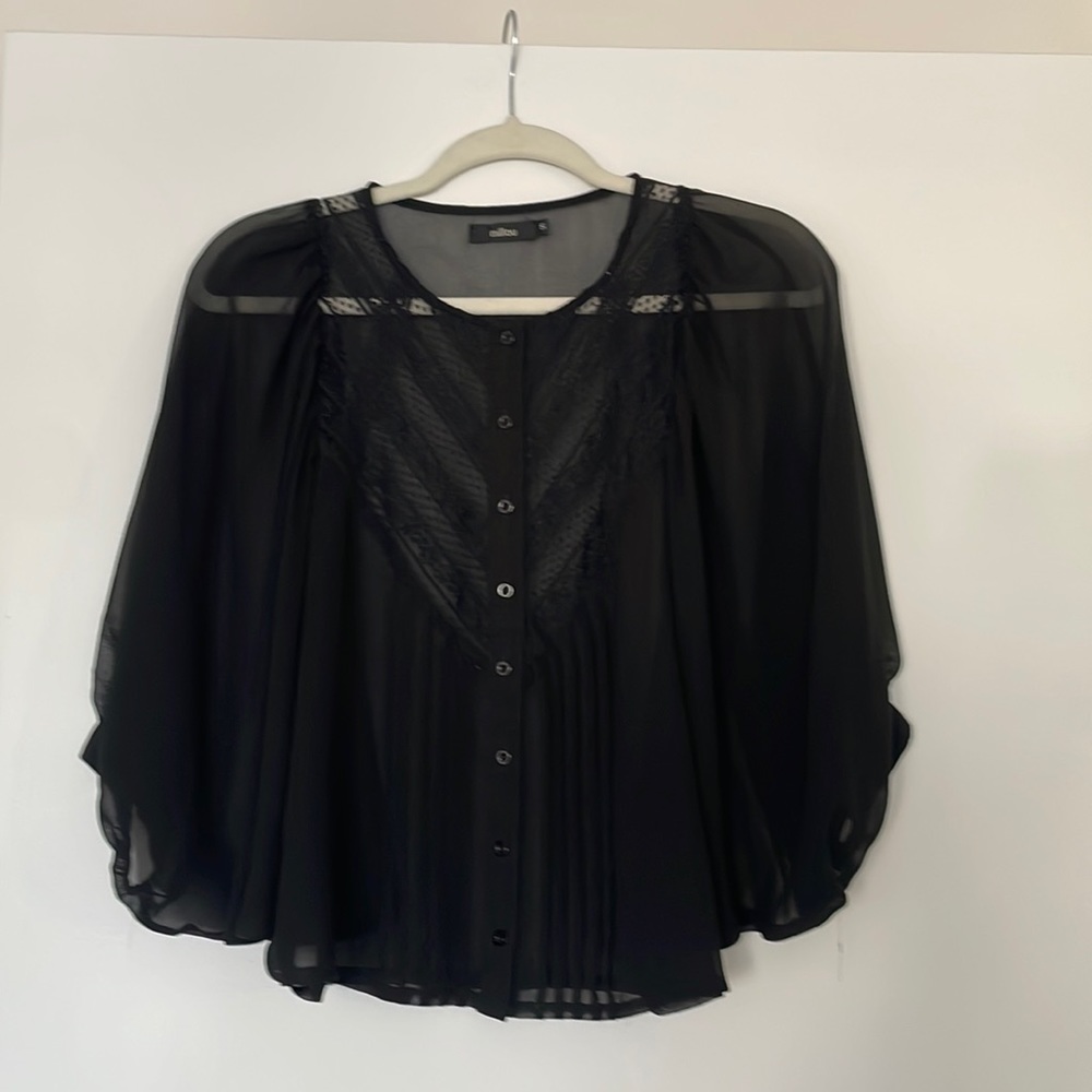 Millau size S black sheet button up blouse